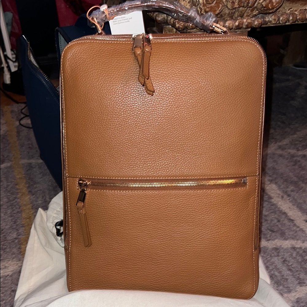 Quince Tan Italian Leather Backpack